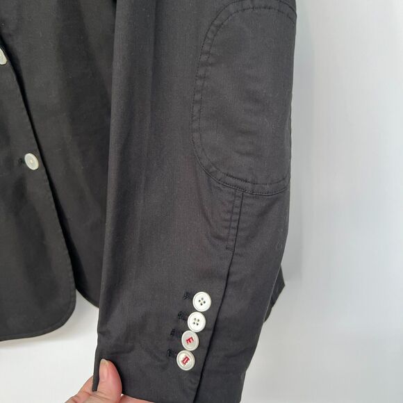 ED by Ellen Degeneres Jacket Blazer 12 Black Notch Lapel Two Button Patch Elbow - Picture 2 of 9